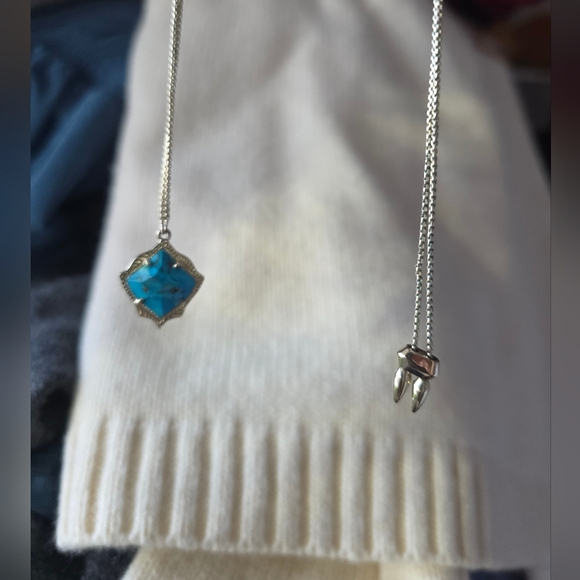 Kendra Scott Kacey Gold Bronze Veined Turquoise Magnesite Long Pendant Necklace - Picture 5 of 8